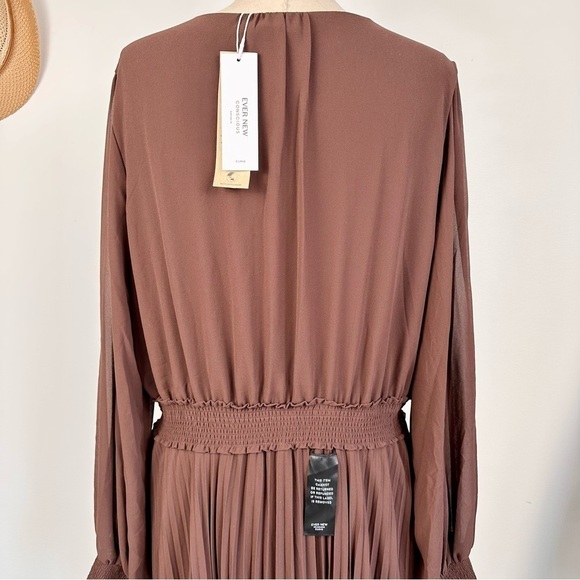 Ever New Women’s Leighton Curve Pleated Midi Dress Size  16 Chocolate Brown NWT - Picture 7 of 13